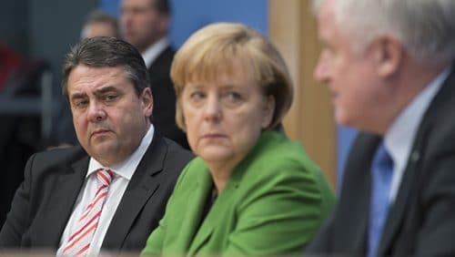 Machtmenschen: Sigmar Gabriel (SPD), Angela Merkel (CDU) und Horst Seehofer (CSU). Foto: Marco Urban