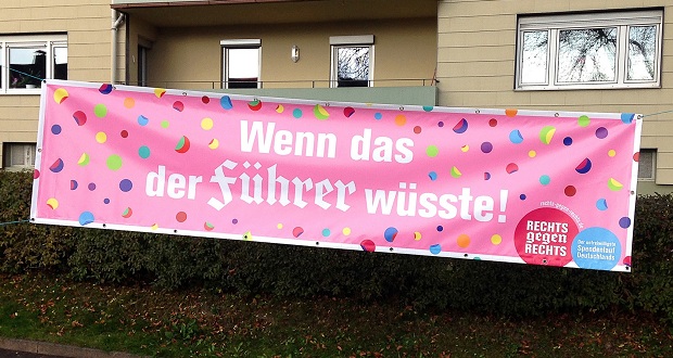 Ein Exit-Plakat an der Wunsiedeler "Spendenlauf"-Strecke. Foto: Exit Deutschland/Rechts gegen Rechts
