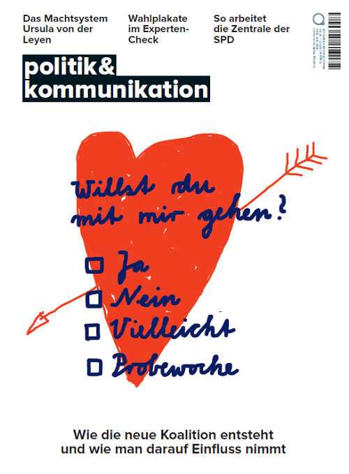 Cover einer Zeitschrift mit rotem Herz und handschriftlichem Text: "Willst du mit mir gehen? Ja, Nein, Vielleicht, Probewo...