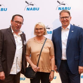 NABU-Bundesgeschäftsführer Leif Miller, Bettina Hoffmann (Mitglied des Deutschen Bundestages), NABU-Präsident Jörg-Andreas Krüger