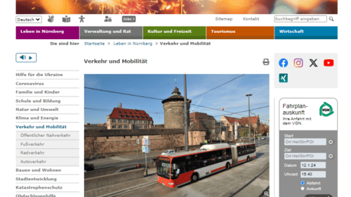 Screenshot Stadtseite Nürnberg