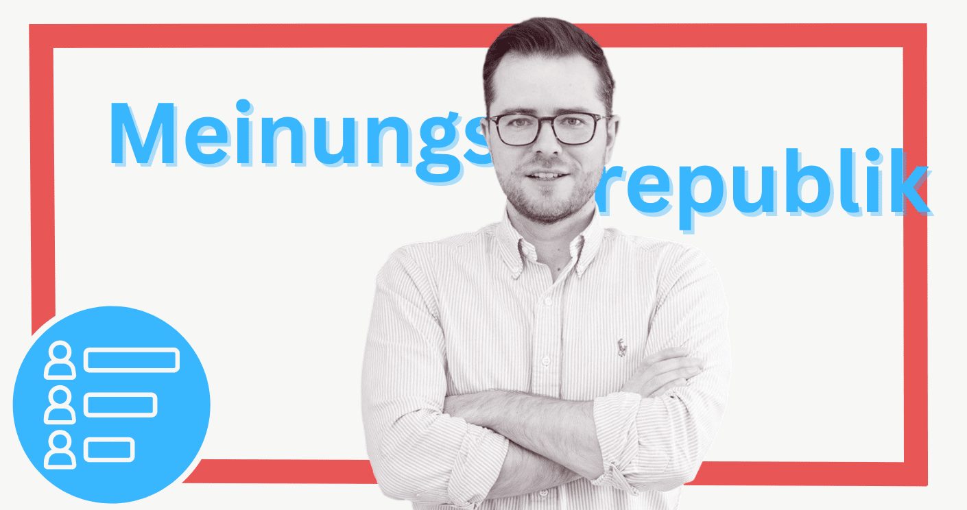 Die Kolumne „Meinungsrepublik" von Florens Mayer. Foto: privat, grafische Gestaltung: Quadriga Media