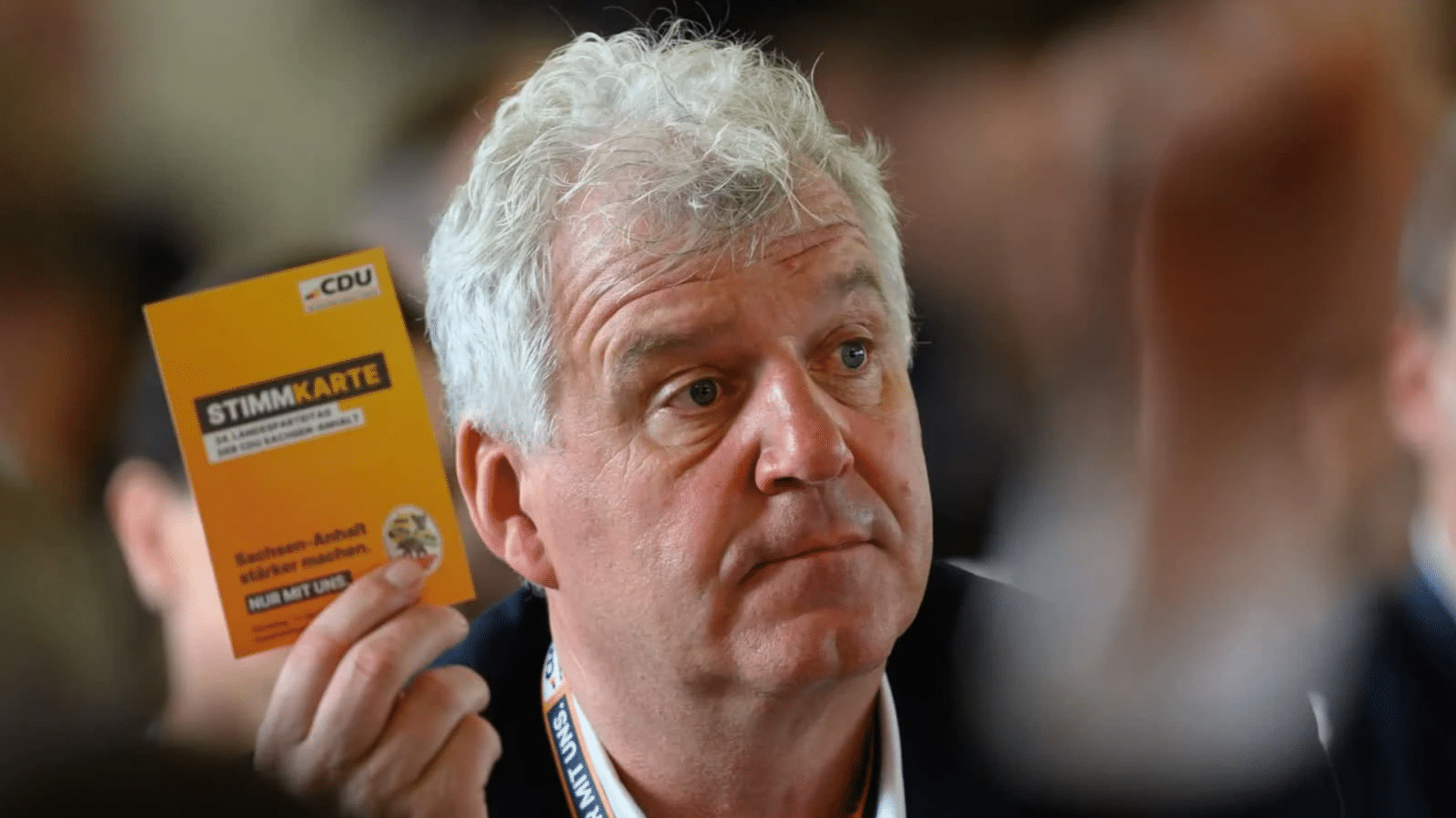 Wie er bei der Wahl des Ministerpräsidenten abstimmt will Guido Heuer nicht verraten Der CDU-Politiker beim Landesparteitag in Dessau Foto picture alliancedpa | Hendrik Schmidt
